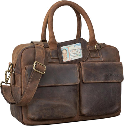 STILORD 'Carlo' Grosse Umhängetasche Leder Lehrertasche Aktentasche Schultertasche Reise Beruf Freiz