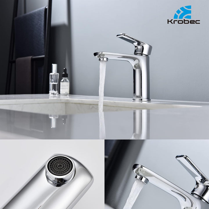 Krobec Wasserhahn Badezimmer Waschbecken Messing (Chrom), Chrom