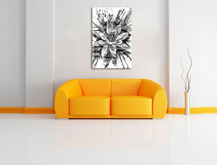 Pixxprint Gemälde Einer Seerose als Leinwandbild/Grösse: 3 Teilig (120x80) cm/Wandbild/Kunstdruck/fe