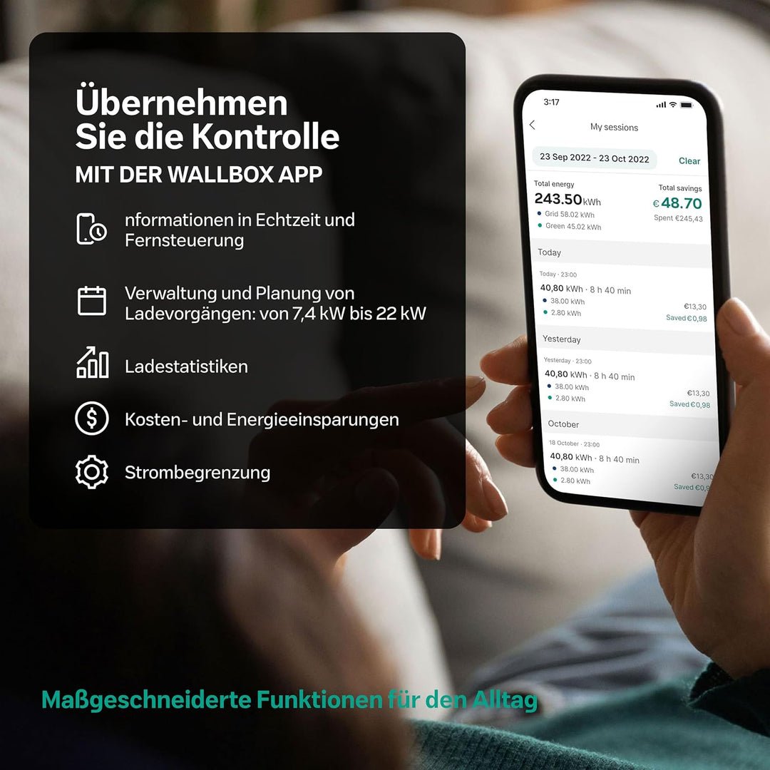 Wallbox Pulsar Max, Ladegerät für Elektrofahrzeuge (7.4kW, Type 2, Wi-Fi, Bluetooth, OCPP, Innen/Aus
