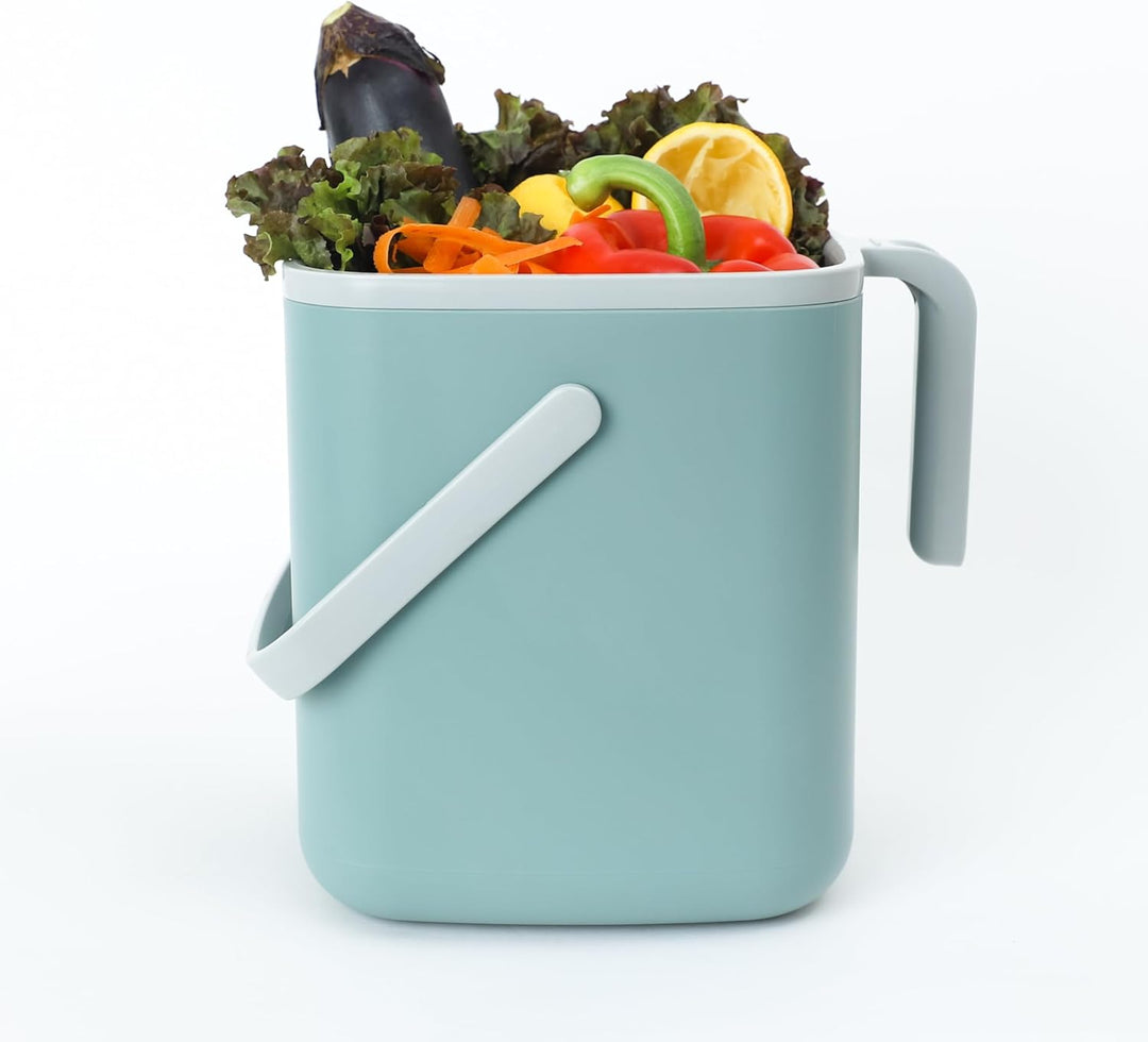 BLUE GINKGO Biomülleimer Küche – Kompostbehälter Küche mit Deckel, Griffen | Spülmaschinenfest | Her