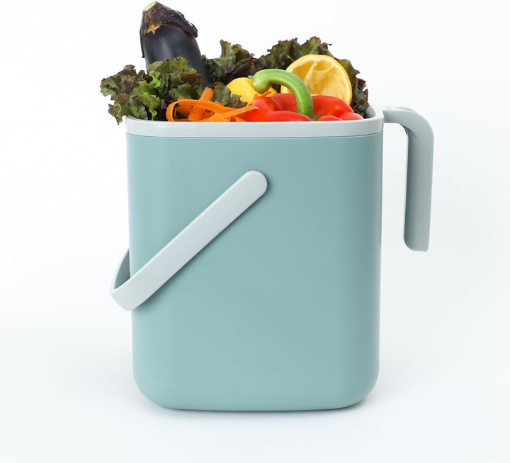 BLUE GINKGO Biomülleimer Küche – Kompostbehälter Küche mit Deckel, Griffen | Spülmaschinenfest | Her