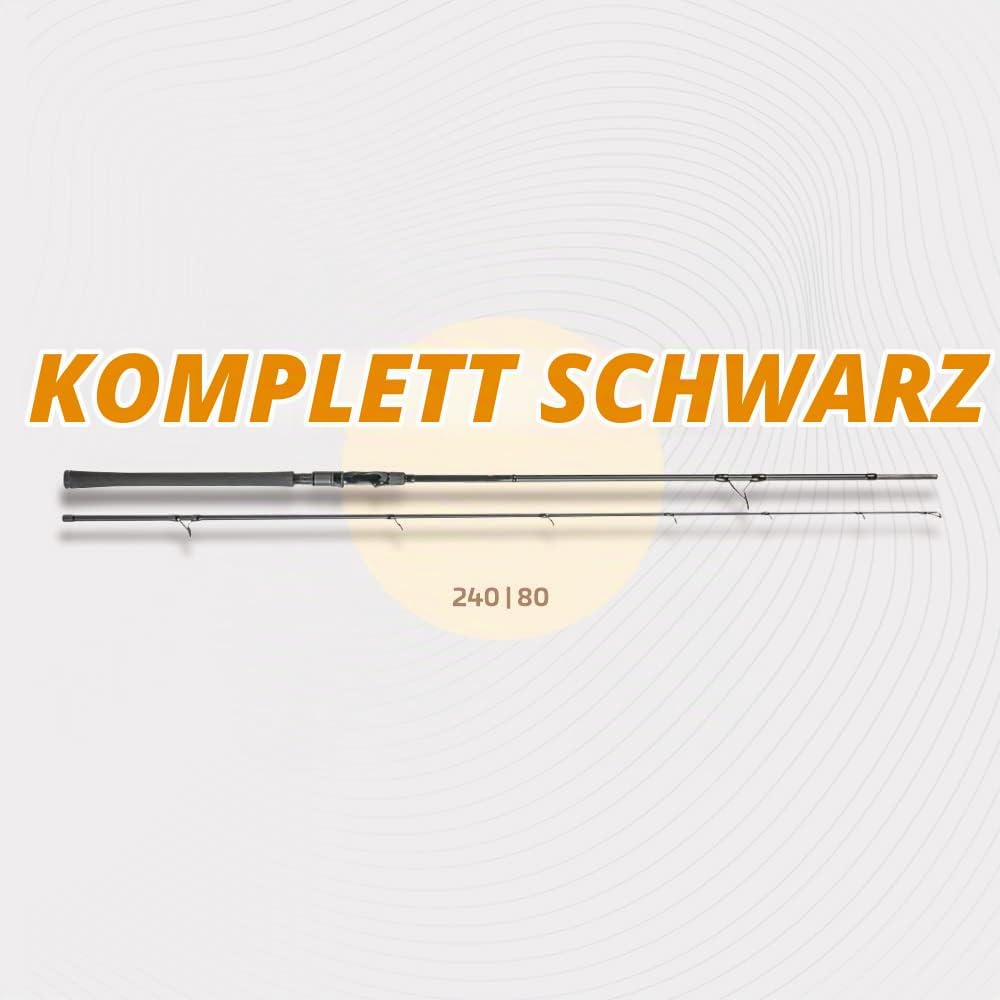 Zeck All Black 2,40m 80g Spinnrute, Angelrute zum Spinnfischen auf Hechte &amp; Zander, Hechtrute zum Sp