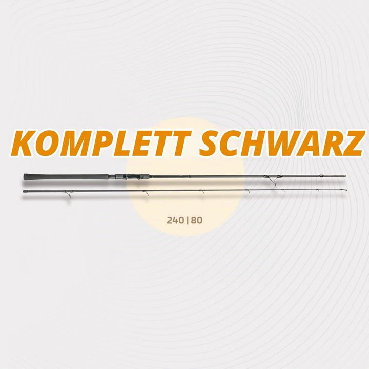 Zeck All Black 2,40m 80g Spinnrute, Angelrute zum Spinnfischen auf Hechte &amp; Zander, Hechtrute zum Sp