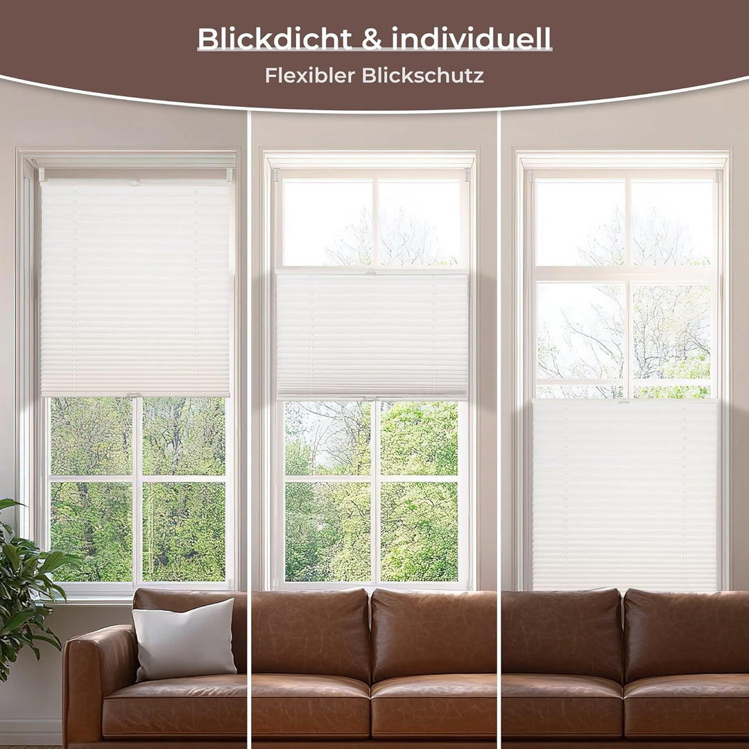 Plissee Klemmfix ohne Bohren, Weiss 95 x 120 cm (BxH), Faltrollo Plisseerollo mit Klemmträger, Jalou