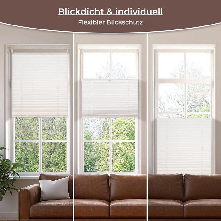 Plissee Klemmfix ohne Bohren, Weiss 95 x 120 cm (BxH), Faltrollo Plisseerollo mit Klemmträger, Jalou