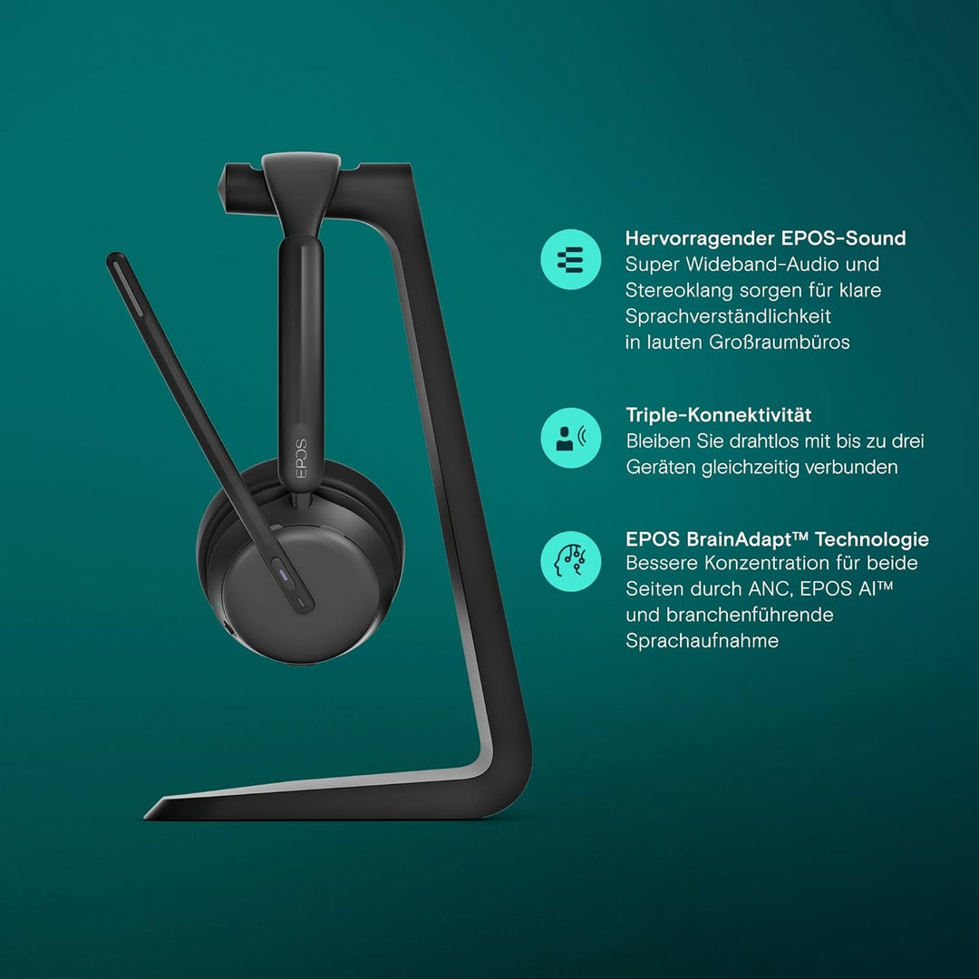 EPOS Impact 1061T ANC Stereo Bluetooth Headset Teams Zertifiziert mit Active Noice Cancelling (ANC)