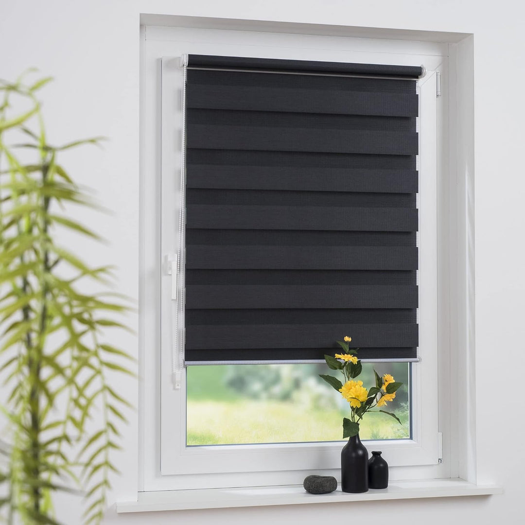 Liedeco® Duo Rollo Klemmfix - 80 x 200 cm anthrazit/transparent lichtdurchlässig Blickdicht und stuf