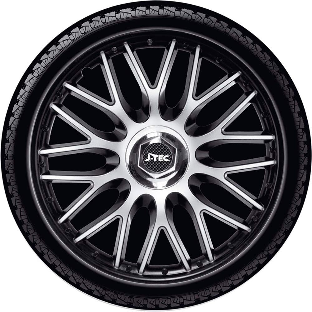 Satz J-Tec Radzierblenden Orden 15-Zoll Schwarz + Chrom Ringe 15-inch Schwarz + Chrom Ringe, 15-inch