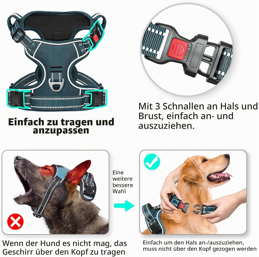 HEELE Hundegeschirr, Brustgeschirre für Hunde, Laufgeschirre Hund mit abschliessbarem Schnappverschl