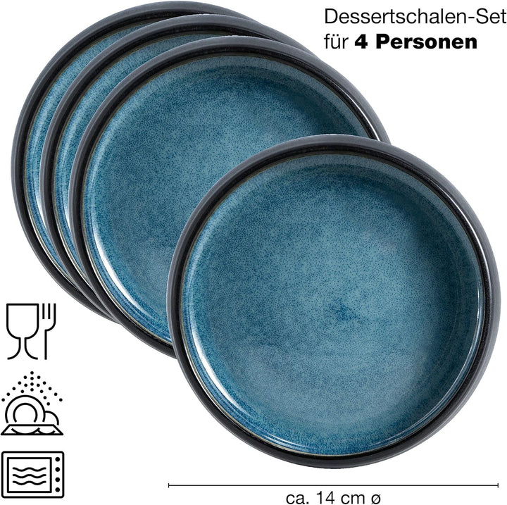 Moritz & Moritz SOLID 4x Kleine Schalen - 300ml - Dip Schälchen aus Steinzeug für Dessert, Snack, Su