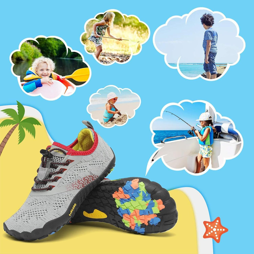 SAGUARO Kinder Barfussschuhe Schnell Trocknend Badeschuhe,24-36 EU 24 EU Grau, 24 EU Grau