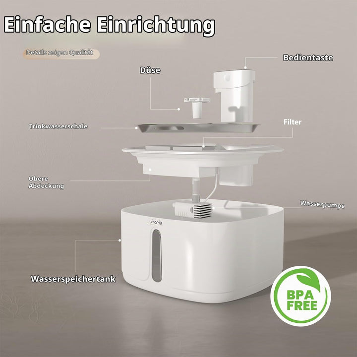 Katzenbrunnen Kabellos mit Bewegungsmelder - 3,2L Leiser Trinkbrunnen für Katze &amp; Hunde (25dB), 4000