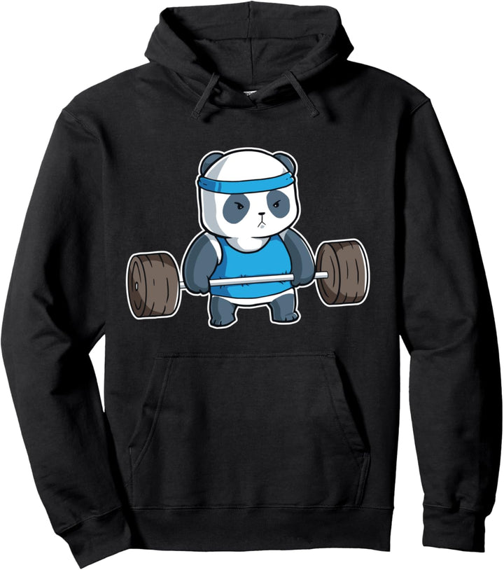 Panda Bär Gym Workout Training Deadlift Kreuzuheben Fitness Pullover Hoodie