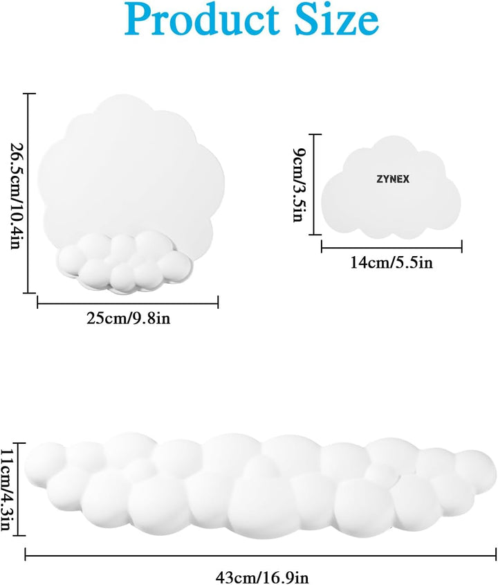 Wolke Handballenauflage Tastatur, Ergonomisch Wolke Mousepad Handgelenkstütze, mit Memory-Schaum, Ni