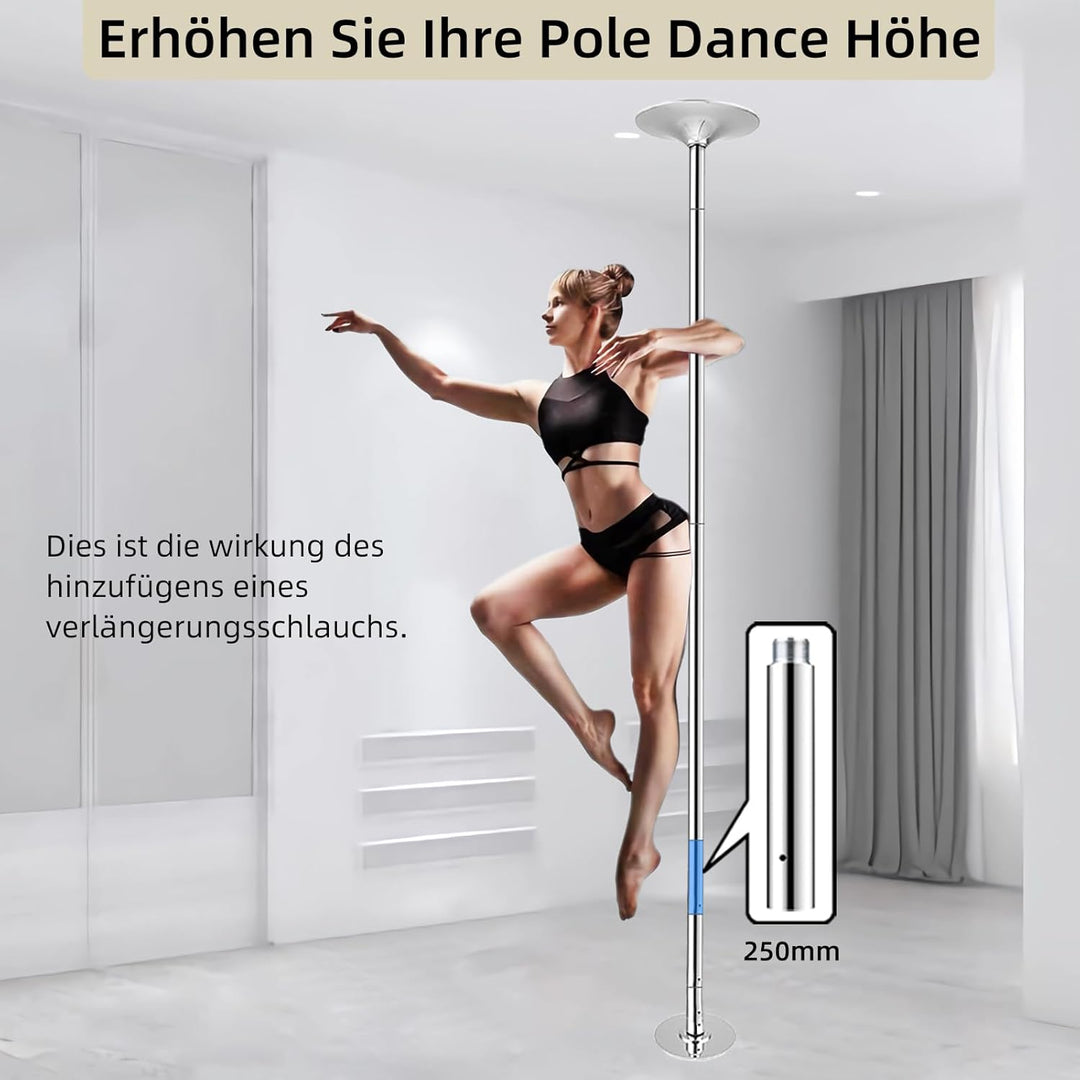 PRIORMAN Stangenverlängerung für Pole Dancing 45mm - 125/250/500mm Tanzstangenverlängerung, Glatte V