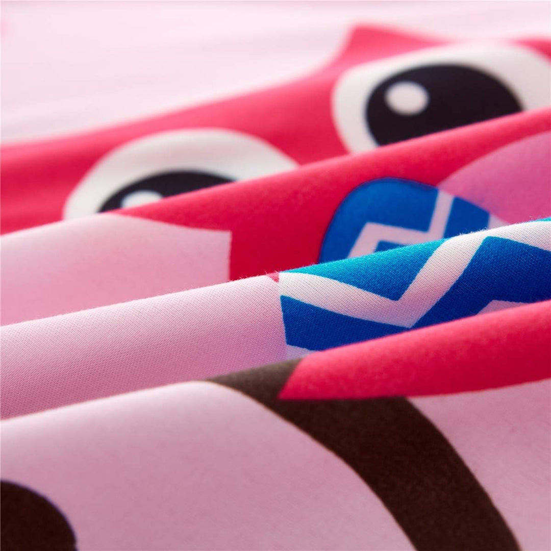 AShanlan Kinderbettwäsche 140x200 Mädchen Rosa Eule Motiv 2 Teilig Weich Microfaser Pink Owl Kinder