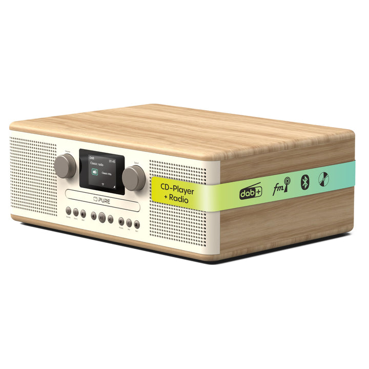 Pure Classic C-D6 Musiksystem (CD-Player, DAB+/FM, Bluetooth, AUX, USB, Wecker, Sleeptimer) Cotton W