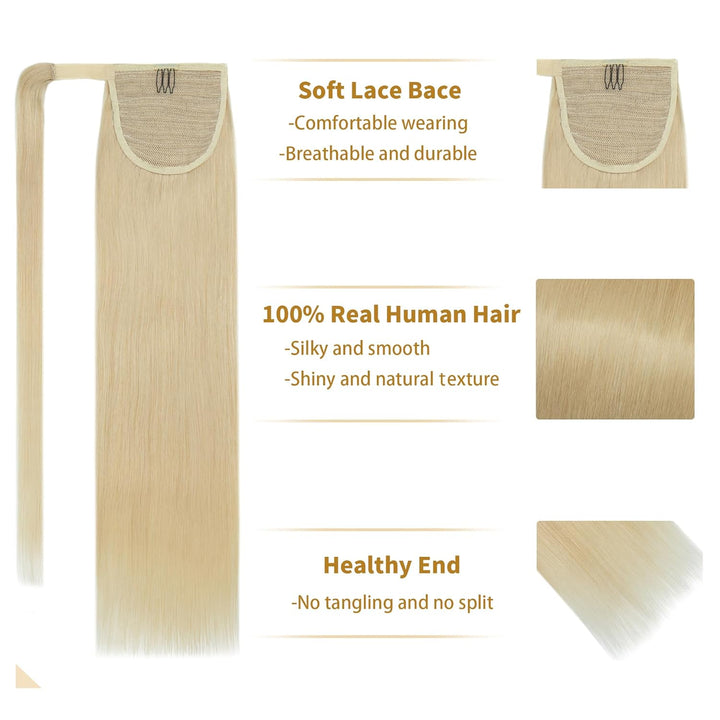SEGO Ponytail Extension Echthaar Pferdeschwanz Zopf Haarteil Haarverlängerung Hair Piece Haar Hitzeb