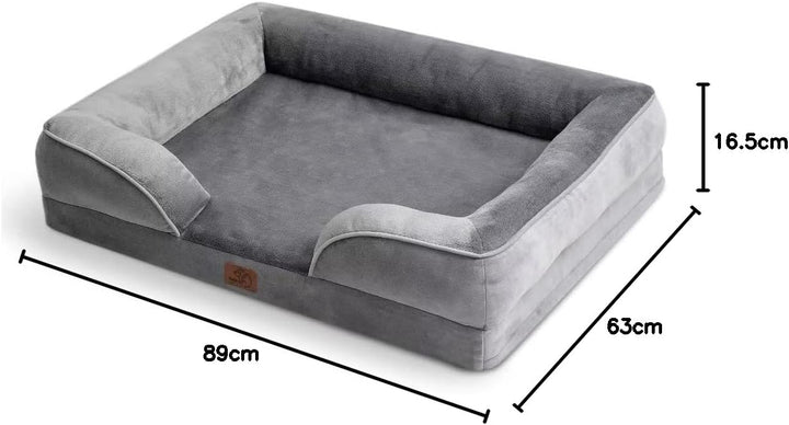 Bedsure orthopädisches Hundebett Ergonomisches Hundesofa - 89x63 cm Hundecouch mit eierförmiger Kist