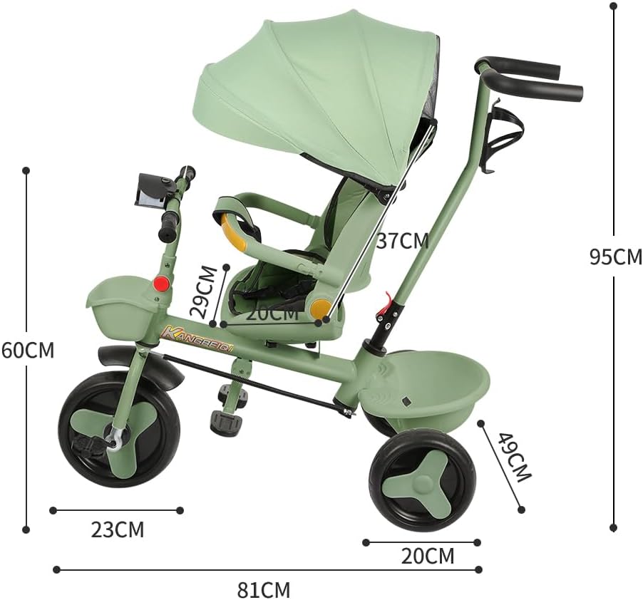 Multi-Funktions-Kinderdreirad, Dreirad 5 in1, Kleinkind-Dreiräder-Kinderwagen, mit Verstellbarem Sch