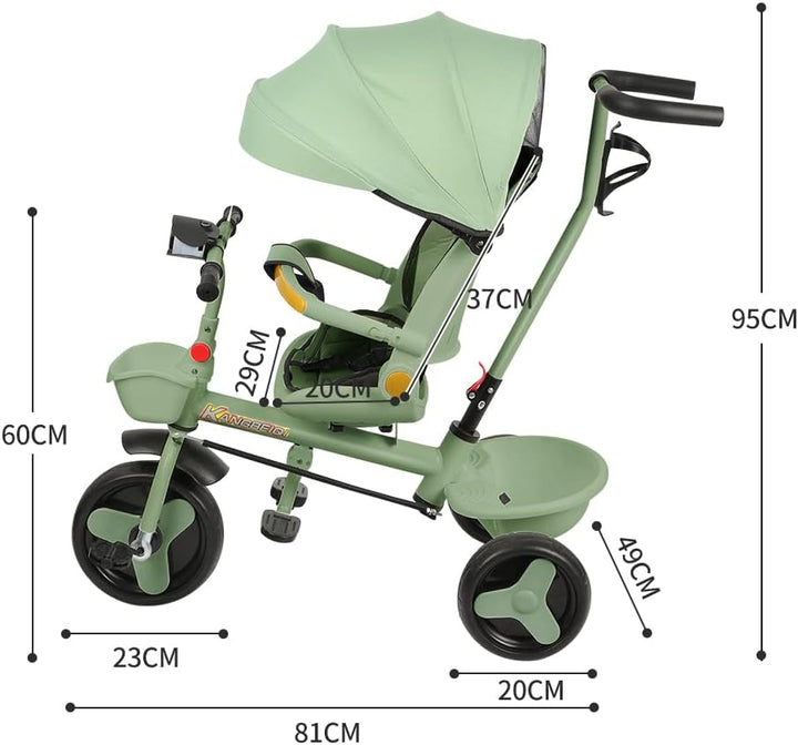 Multi-Funktions-Kinderdreirad, Dreirad 5 in1, Kleinkind-Dreiräder-Kinderwagen, mit Verstellbarem Sch