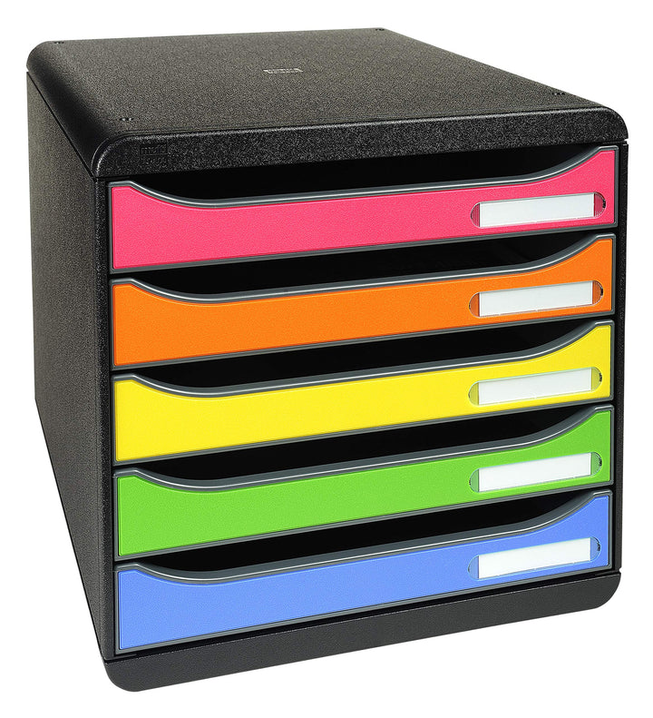 Exacompta 309798D Premium Ablagebox mit 5 Schubladen für DIN A4+ Dokumente. Stapelbare Schubladenbox