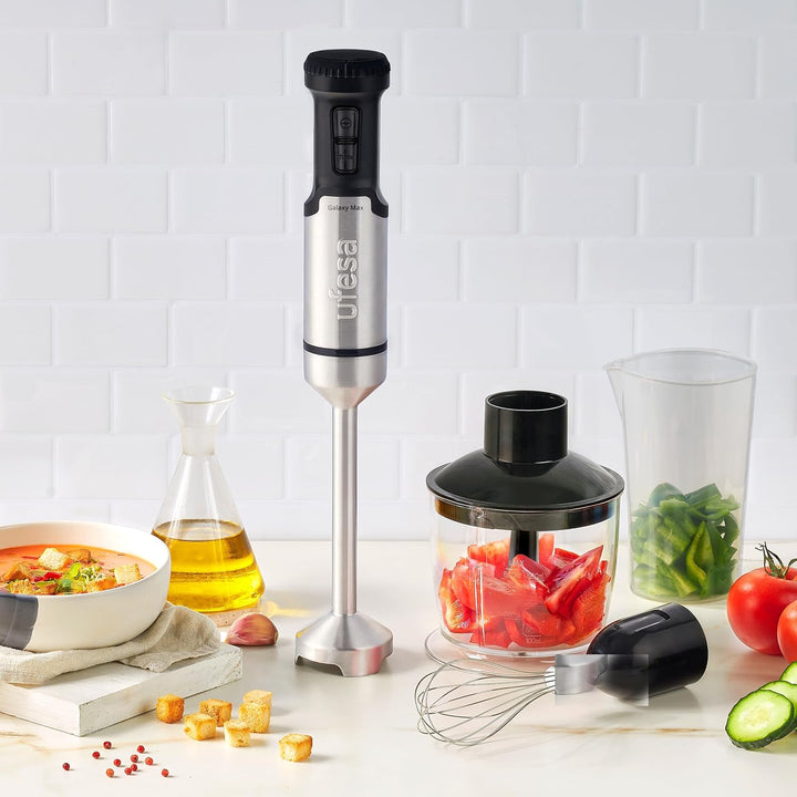 Ufesa Galaxy Max Stabmixer, Leistung 1200 W, 24 Geschwindigkeitsstufen + TURBO, 4 hocheffiziente Kli
