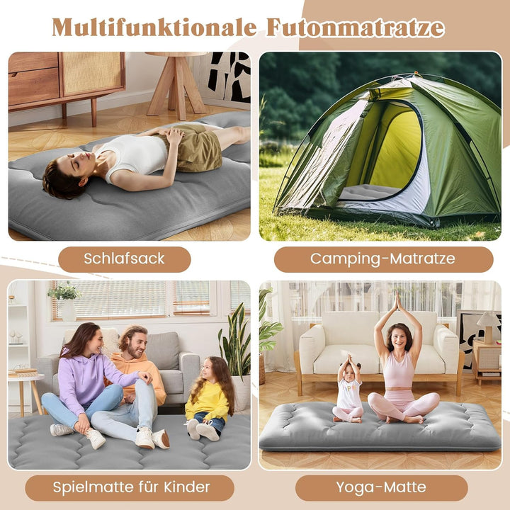 COSTWAY Japanische Futon Matratze, Tatami-Matte, Bodenmatratze, Klappmatratze mit waschbarem Bezug,