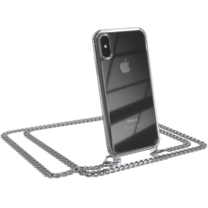 EAZY CASE Handykette kompatibel mit iPhone X/XS Handyhülle mit Metall Umhängeband und Ersatz Kordel