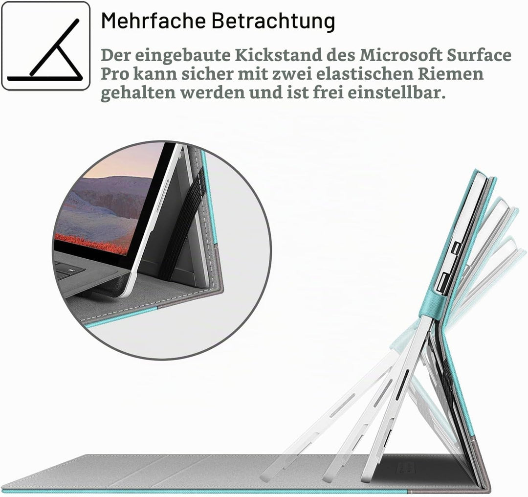 Fintie Hülle für Microsoft Surface Pro 7+ / 7/6 / 5/4 / 3 - Multi-Sichtwinkel Kunstleder Tasche Schu