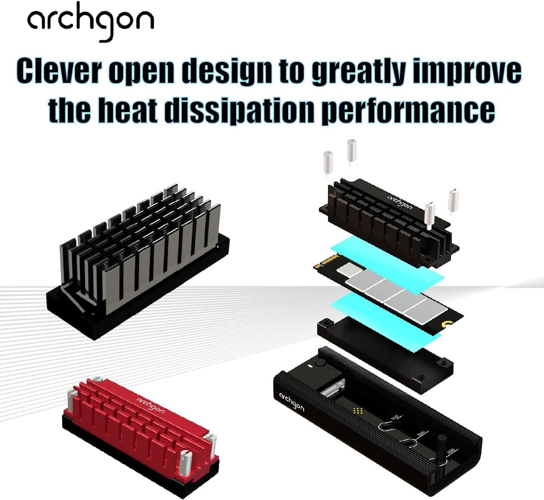 Archgon MSD-3100-2 Externes SSD Dock NVMe(PCIe)/SATA, Kompatibel mit M.2 2242/2260/2280 SSD, USB 3.2