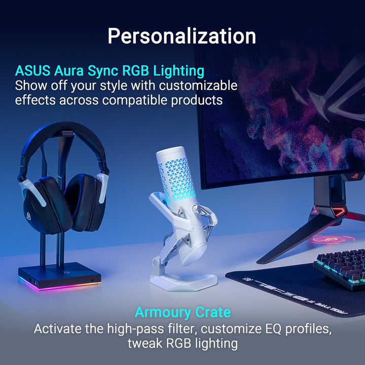 ASUS ROG Carnyx RGB Kondensator-Gaming-Mikrofon weiss (Gaming, Streaming und Podcast, 25-mm-Kondensa