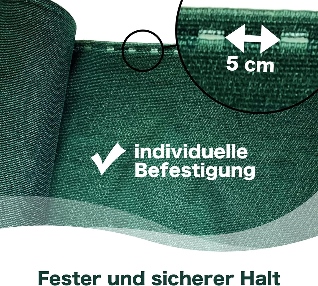 AGROFLOR Zaun und Balkon Sichtschutz, Sichtschutzstreifen, Schattiermatte, Windschutz, 1 x 5 m, inkl