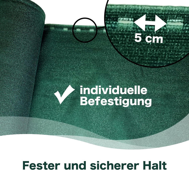 AGROFLOR Zaun und Balkon Sichtschutz, Sichtschutzstreifen, Schattiermatte, Windschutz, 1 x 5 m, inkl