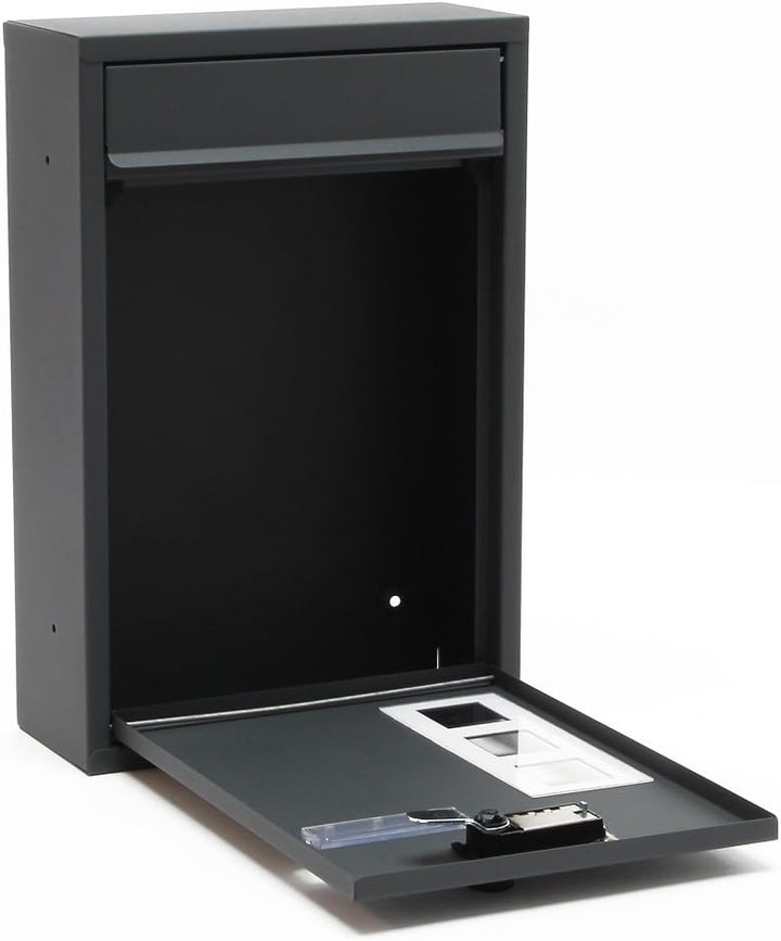 Wiltec Briefkasten anthrazit 215x320x90mm Briefkasten mit Zahlenschloss, Namensschild und Sichtfenst