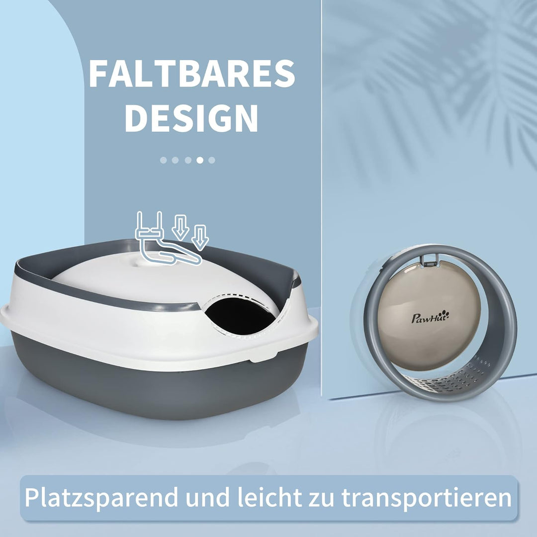 PawHut Katzentoilette mit Deckel, Katzenklo inkl. Deodorant, Bodengitter, Streuschaufel, Grosser Inn