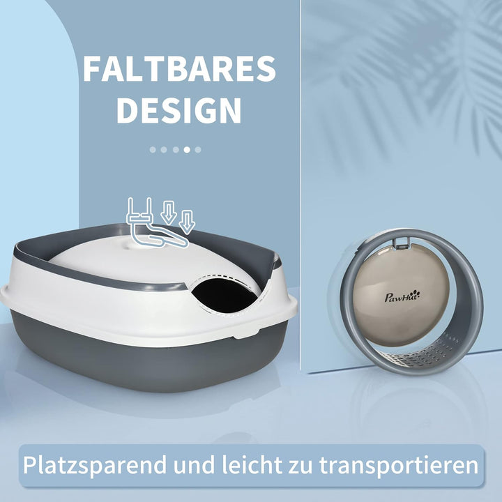 PawHut Katzentoilette mit Deckel, Katzenklo inkl. Deodorant, Bodengitter, Streuschaufel, Grosser Inn
