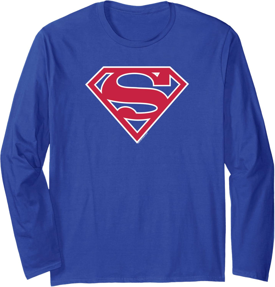 Superman Red & White Shield Logo Langarmshirt