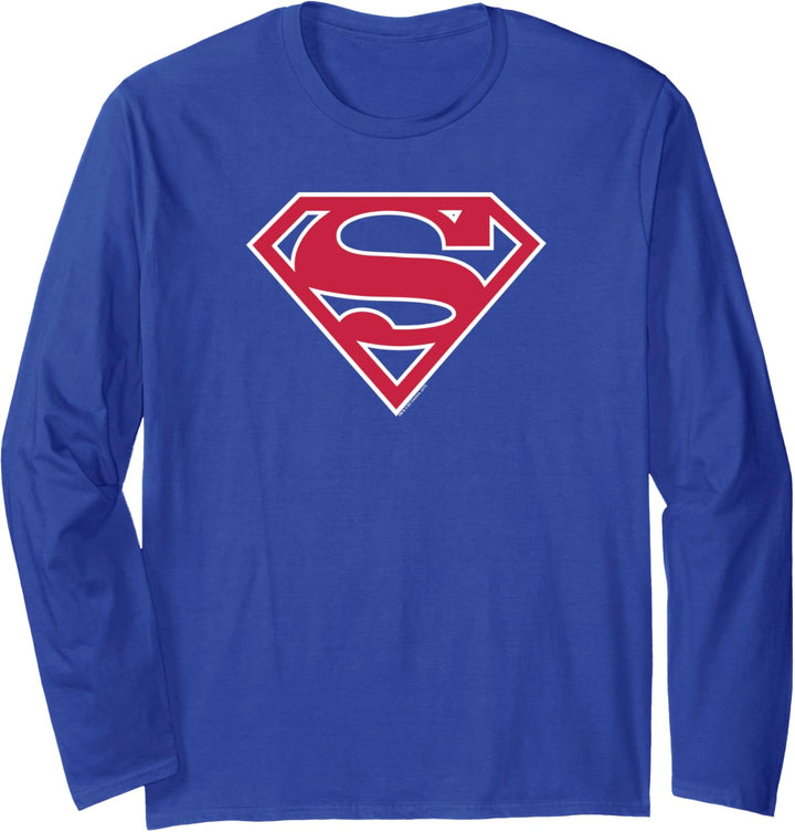 Superman Red & White Shield Logo Langarmshirt