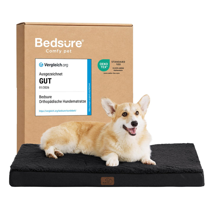 BEDSURE orthopädisches Hundebett mittelgrosse Hunde - 89x56x7.6cm Hundekissen flauschig Hundematte w