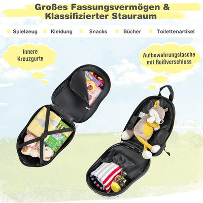 COSTWAY 2tlg Kinderkoffer + Rucksack, Kindertrolley aus Kunststoff, Kindergepäck, Kinder Kofferset H