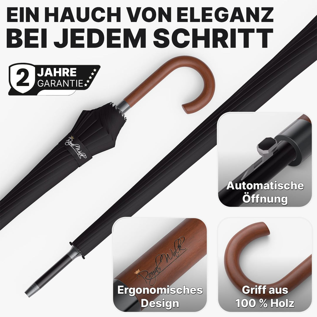 Royal Walk Regenschirm Gross Sturmfest Golf Schirm XXL Stabiler Stockschirm | Grosser Regenschirm fü