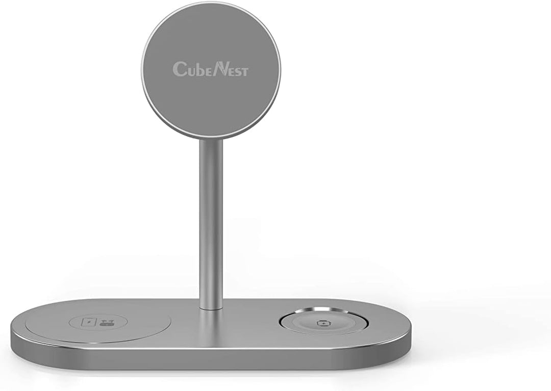CubeNest kabelloses Ladegerät 3-in-1 kompatibel mit Apple iPhone 12/1314/15, AirPods, Apple Watch |