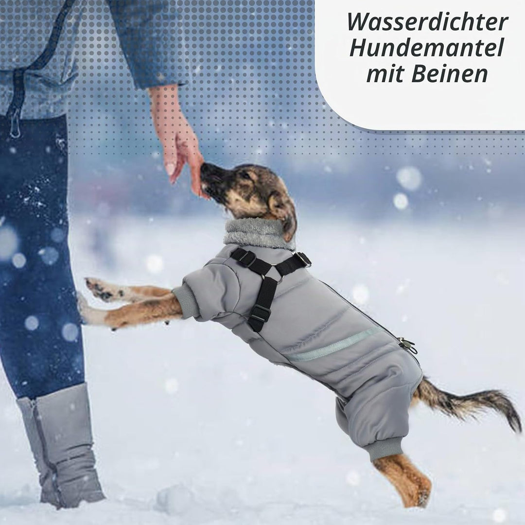 Hjyokuso Wasserdichter Hundemantel, Hundejacke mit Geschirr, Wintermantel Hund für kleine Mittel Gro
