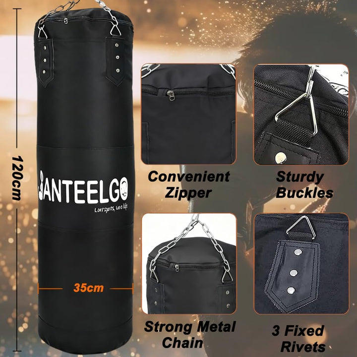 Boxsack Hängend für Erwachsene Kinder Ungefüllt: JanTeelGO 120cm Oxford Stoff Boxing Punching Bag Se