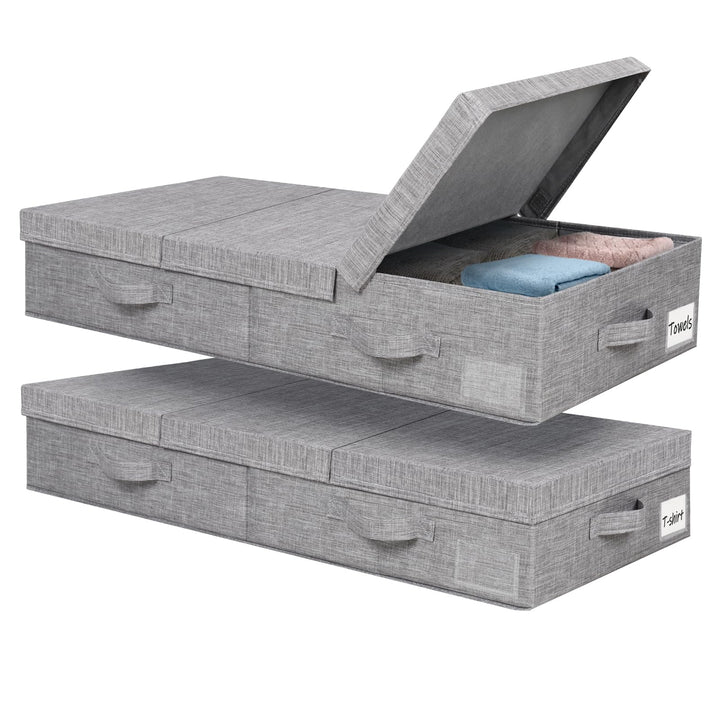 Lannvan Unterbettkommode mit Deckel, Unterbett Aufbewahrungsbox 15 cm Hoch, Unterbett Aufbewahrung F
