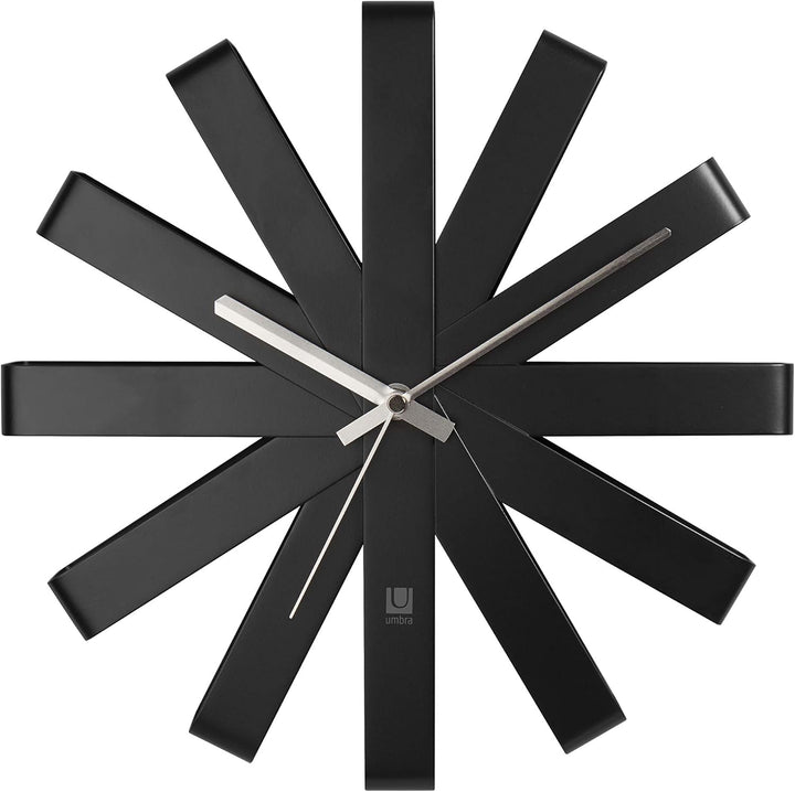 Umbra Ribbon Wanduhr, Moderne Quarz Wanduhr aus gebogenem Metall für Küche, Büro und Schlafzimmer, 3