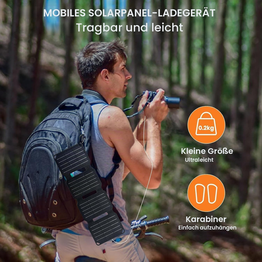 FlexSolar 10W Tragbares Solarpanel USB-A, IP67 wasserdicht &amp; robust, mobiles Laden für Smartphones,