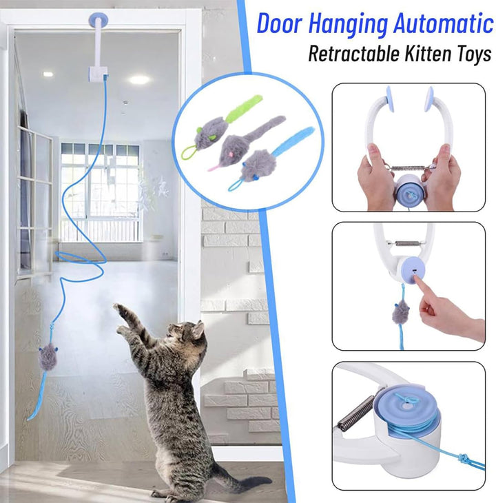 Elektrisches Katzenspielzeug, Interaktives mit Fernbedienung,Cat Toy Hängendes Automatisch Einziehba